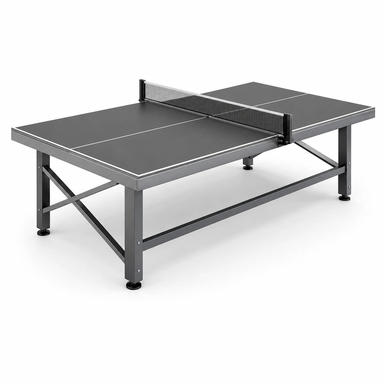 Tavolo da tennis da tavolo per interni 274 × 152,5 × 76 cm in materiale composito e acciaio, grigio scuro
