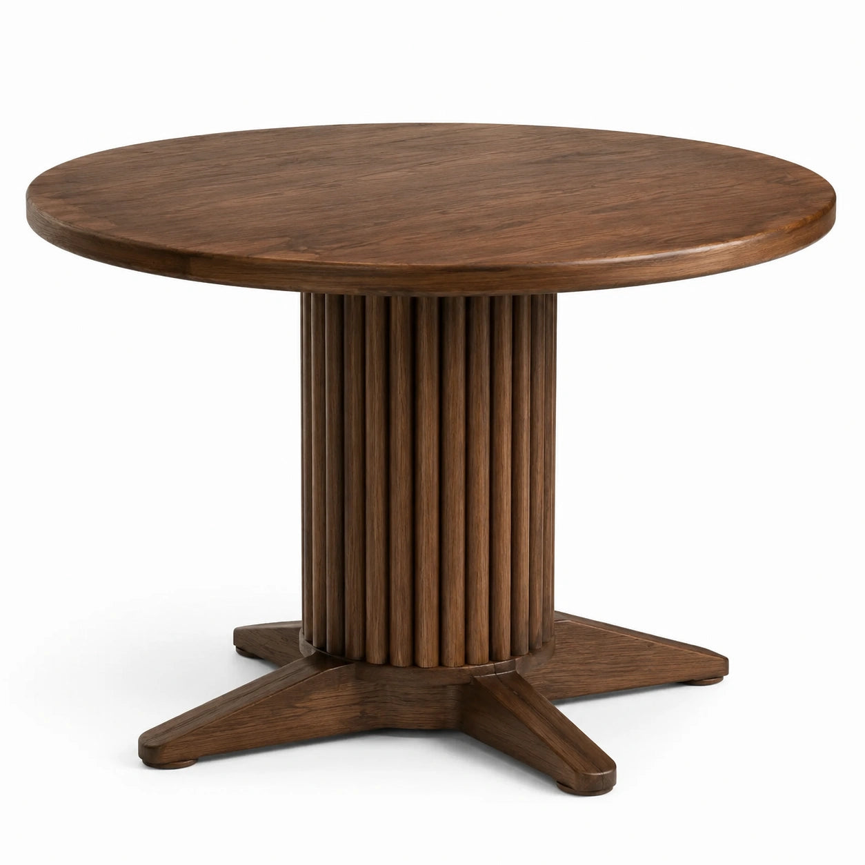 Tavolo da pranzo rotondo in legno marrone scuro Ø 120 × H 76 cm con base centrale scanalata