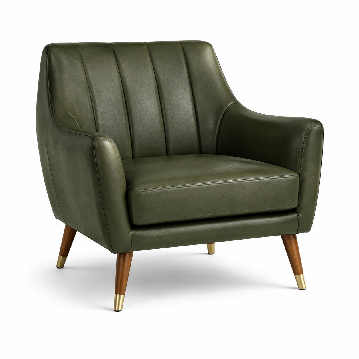 Poltrona in pelle sintetica verde oliva 80 × 78 × 82 cm con braccioli, stile retrò